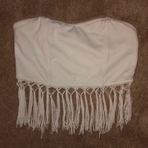 White boho crop top